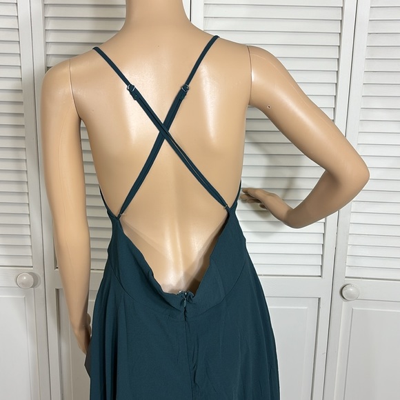 NWT Lulu's Dreamy Romance Forest Green Backless Maxi Dress Large - Picture 11 of 14